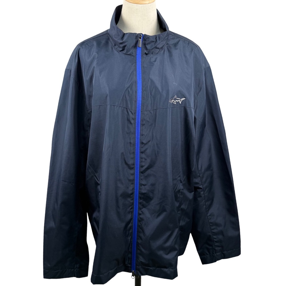 Greg Norman Mens XXL Windbreaker Navy Blue Attack Life Full Zip Jacket Golf NWOT